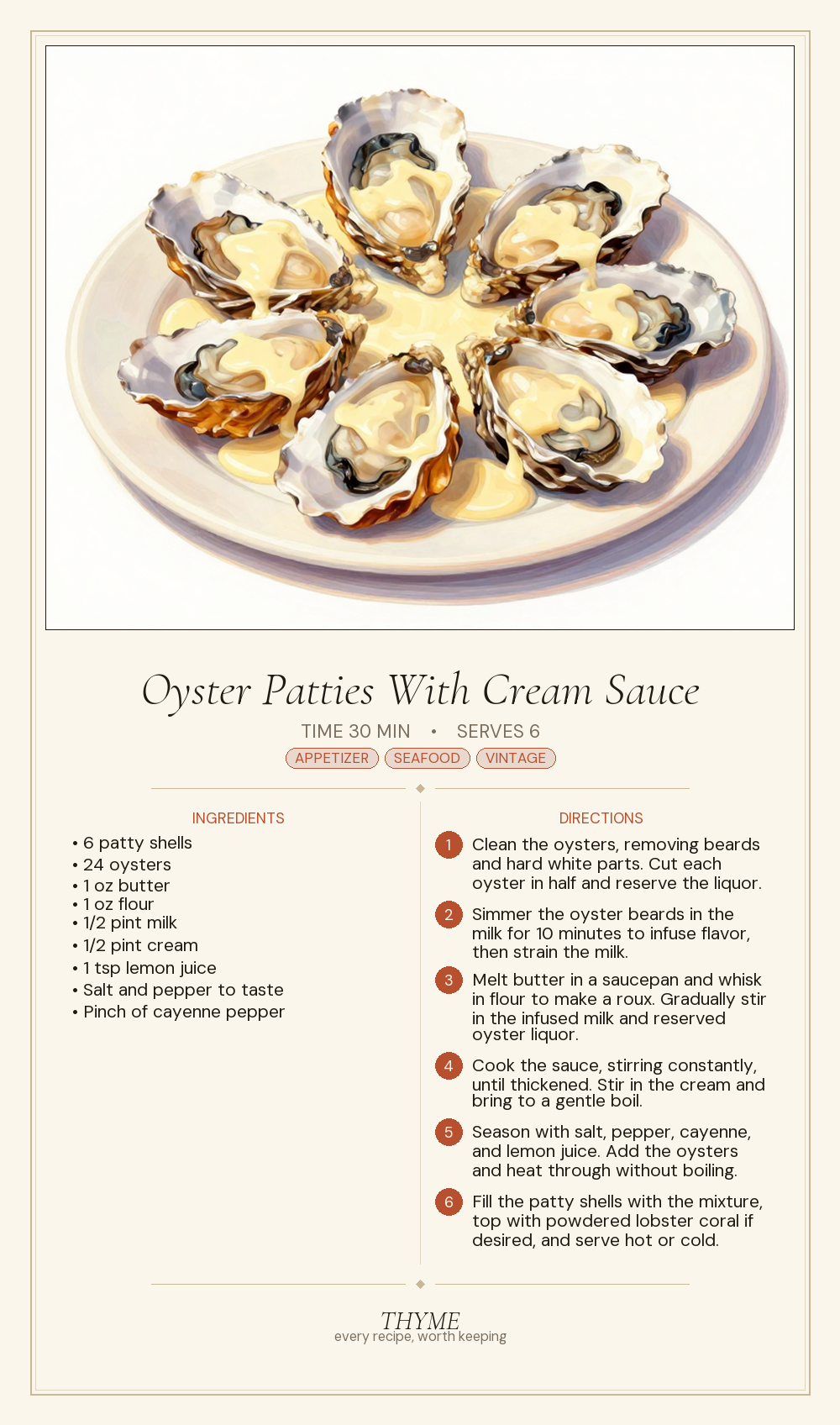 Oyster Patties With Cream Sauce