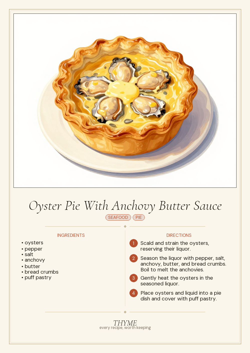 Oyster Pie With Anchovy Butter Sauce