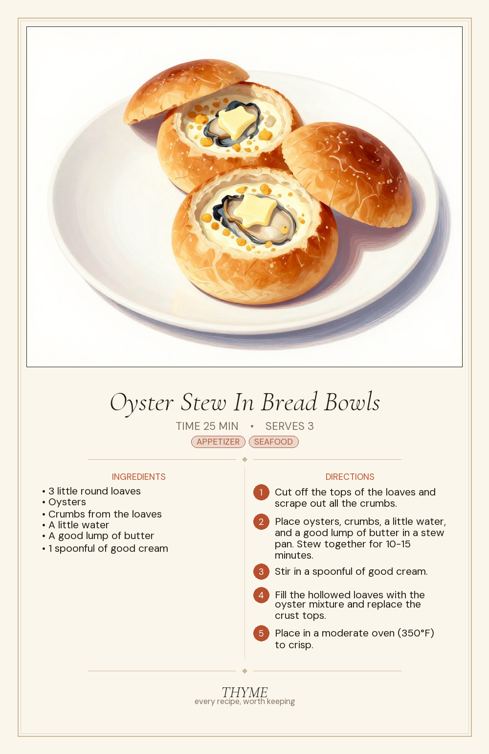 Oyster Stew In Bread Bowls