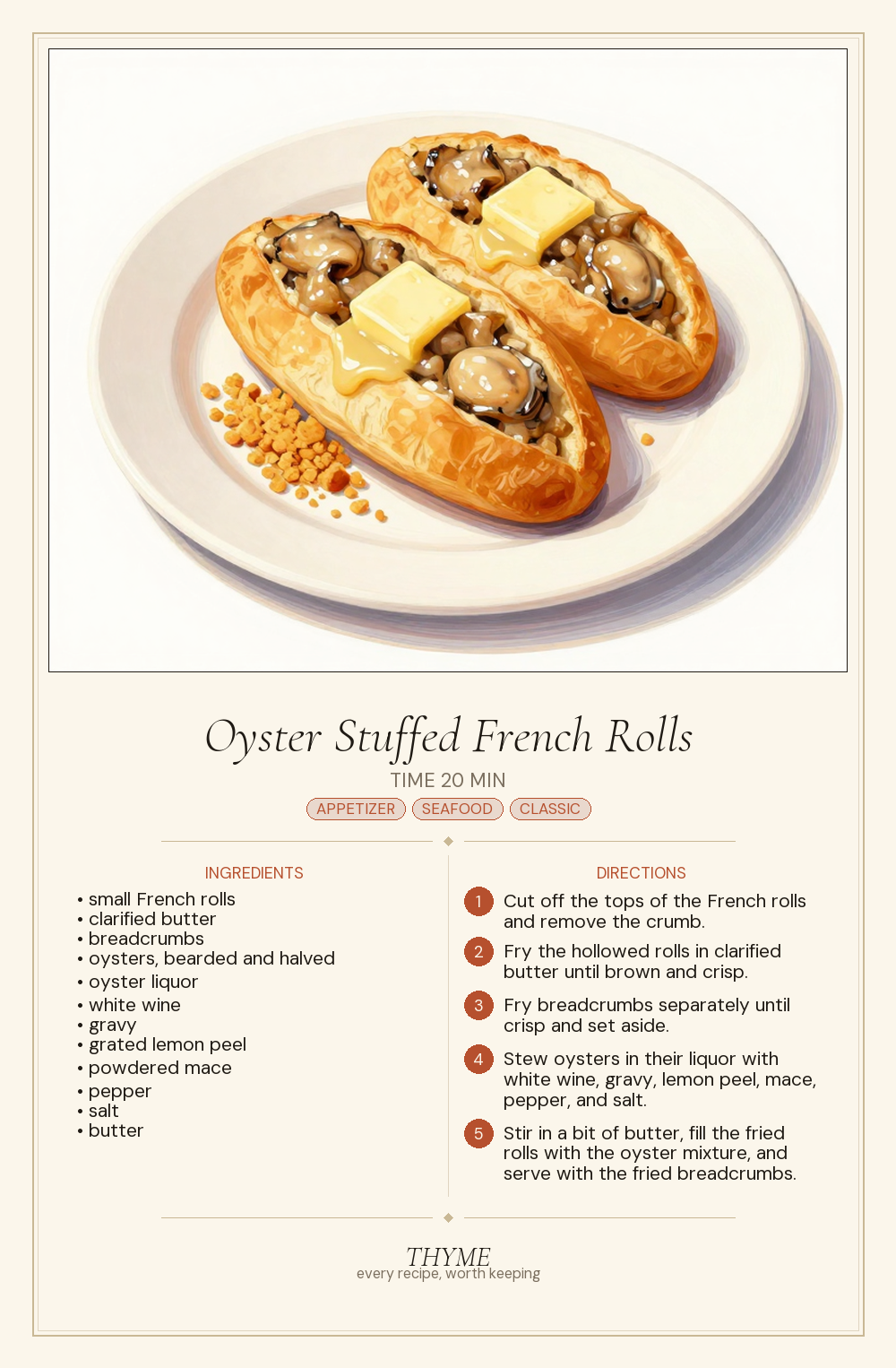 Oyster Stuffed French Rolls