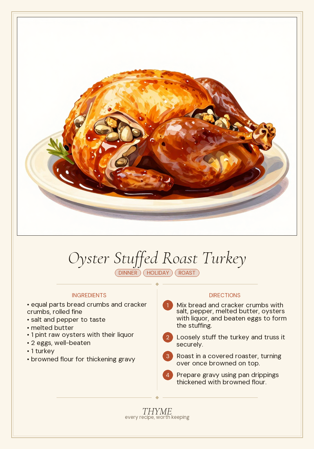 Oyster Stuffed Roast Turkey