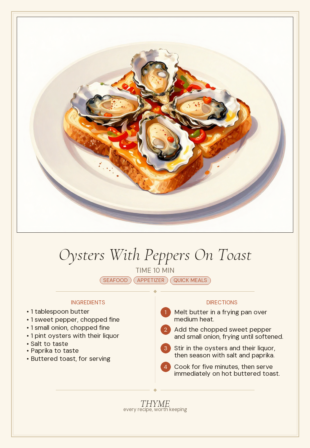 Oysters With Peppers On Toast