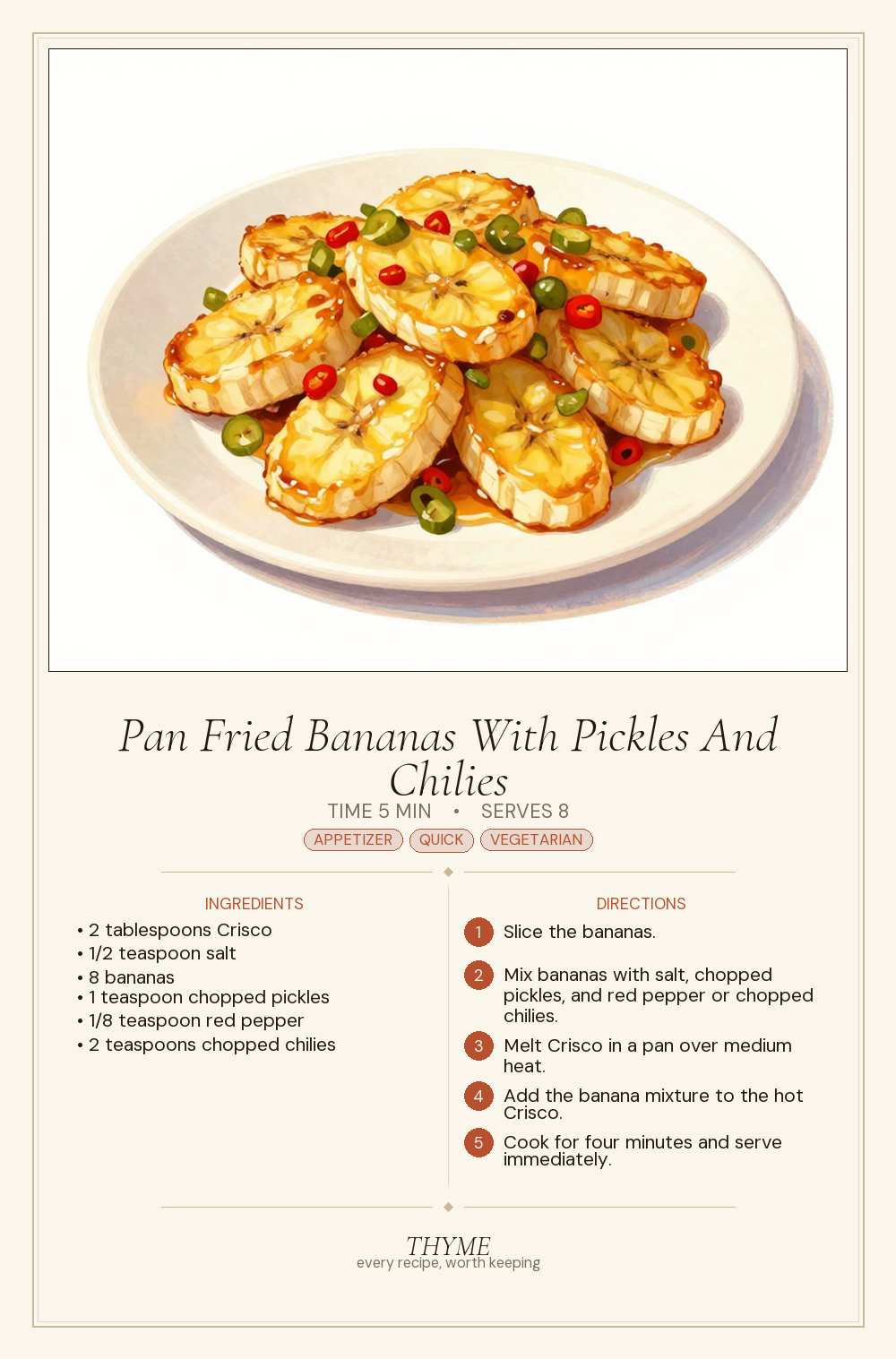 Pan Fried Bananas With Pickles And Chilies