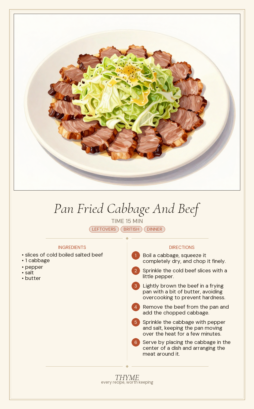 Pan Fried Cabbage And Beef