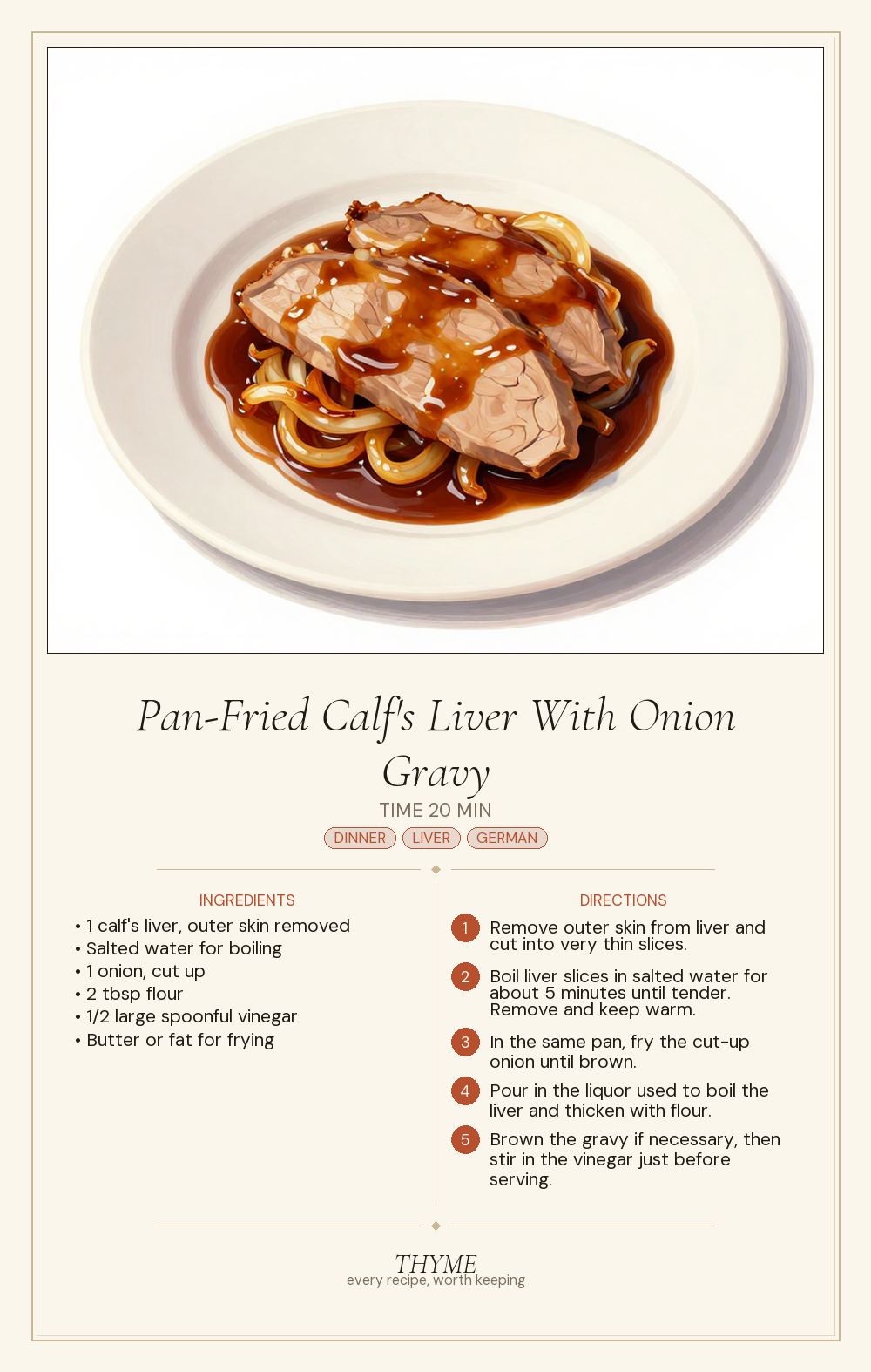 Pan-Fried Calf's Liver With Onion Gravy