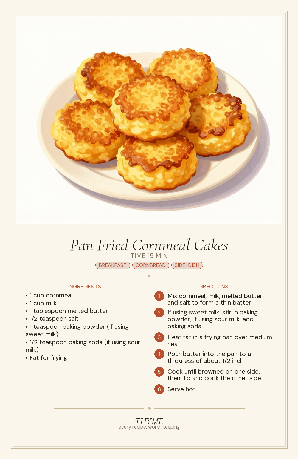 Pan Fried Cornmeal Cakes