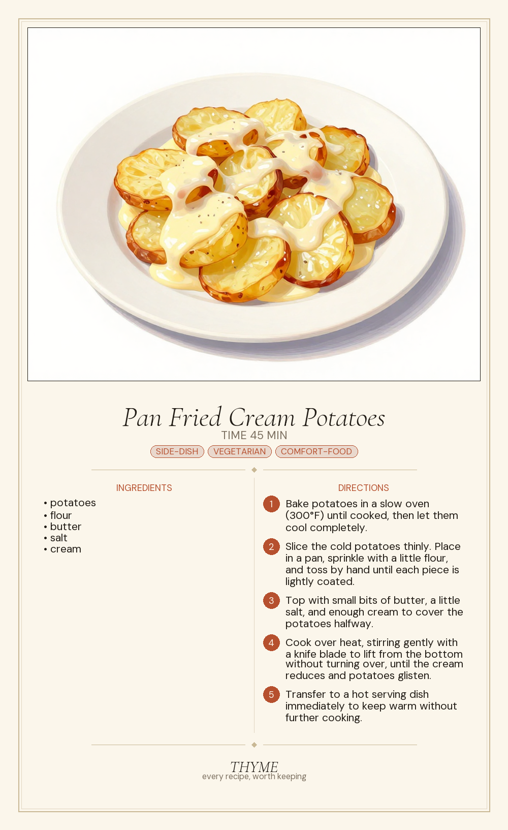 Pan Fried Cream Potatoes