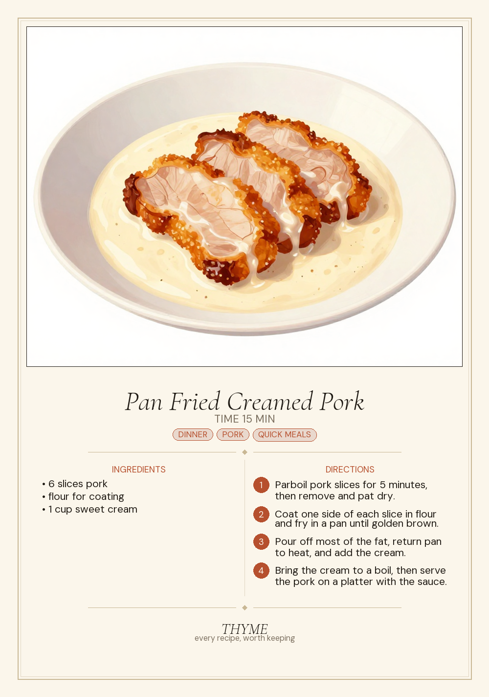 Pan Fried Creamed Pork