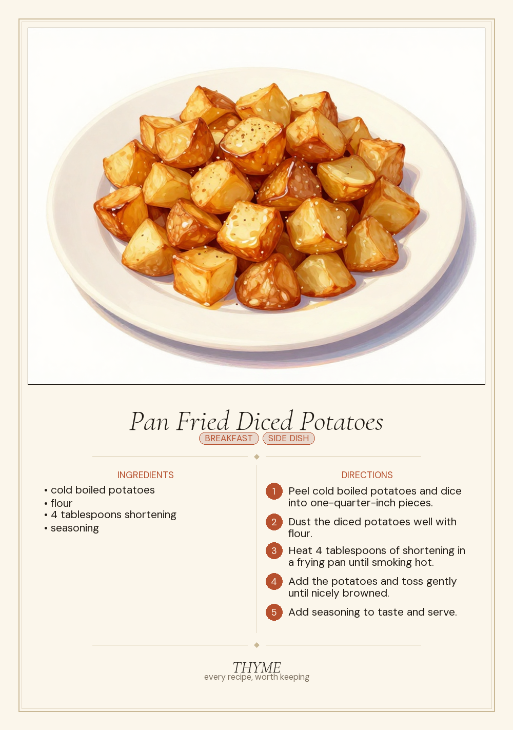 Pan Fried Diced Potatoes
