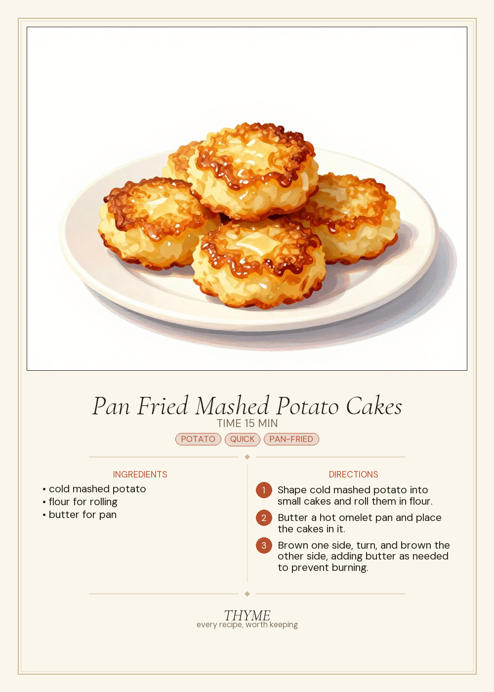 Pan Fried Mashed Potato Cakes
