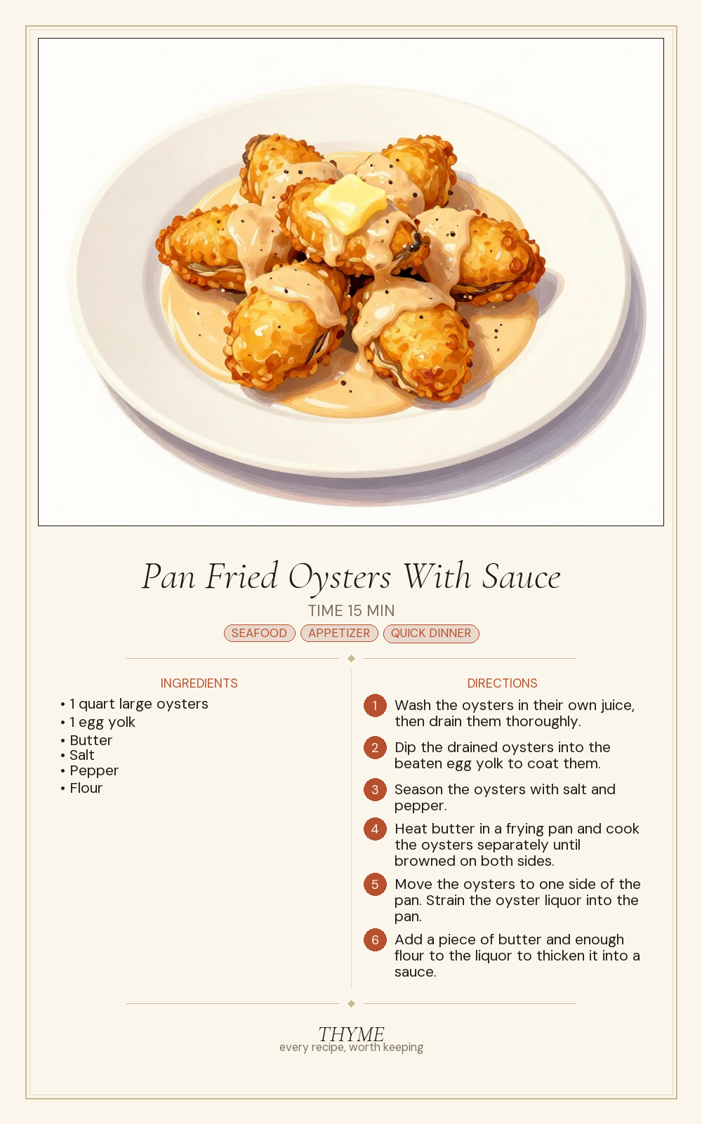 Pan Fried Oysters With Sauce
