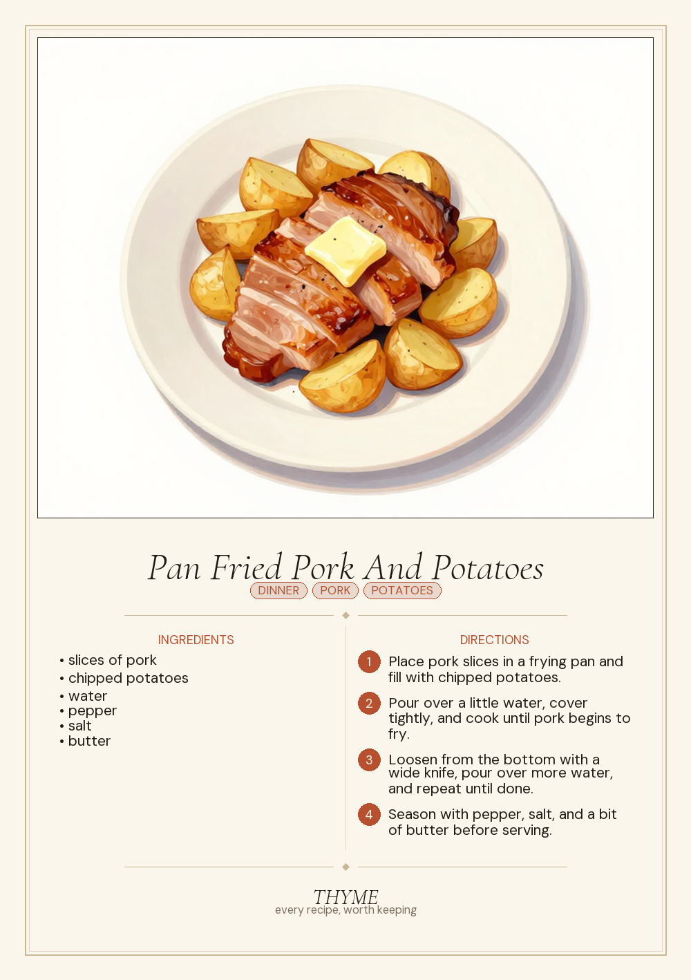 Pan Fried Pork And Potatoes