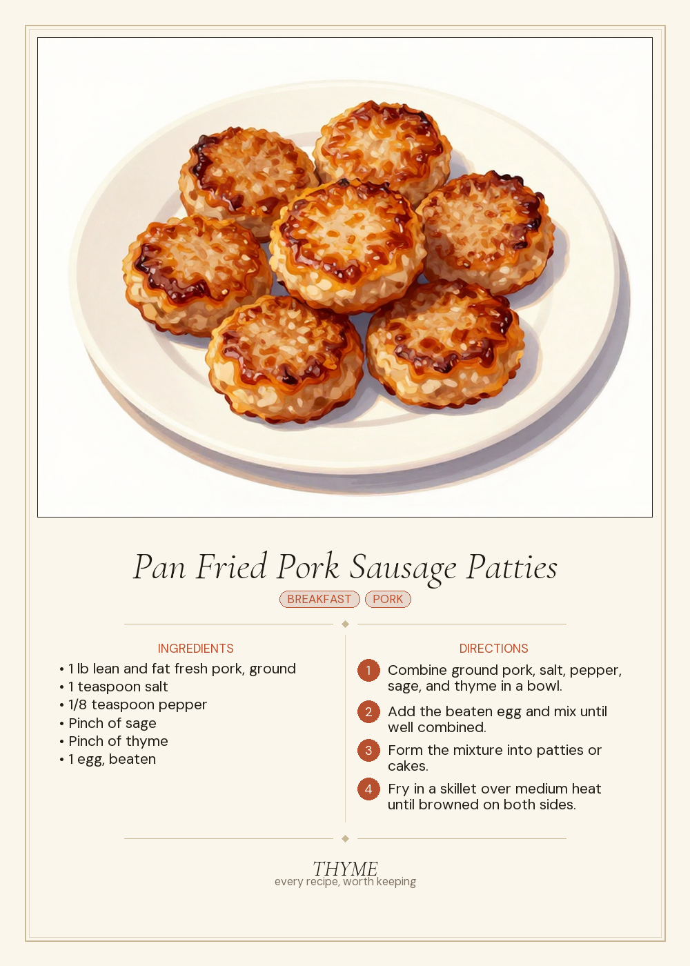 Pan Fried Pork Sausage Patties