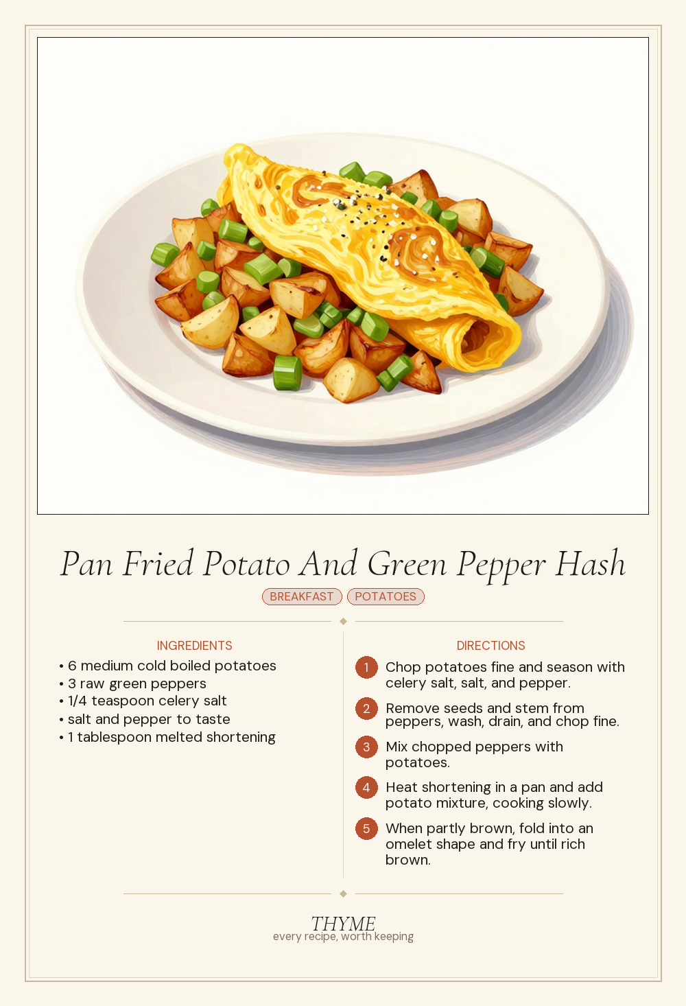 Pan Fried Potato And Green Pepper Hash