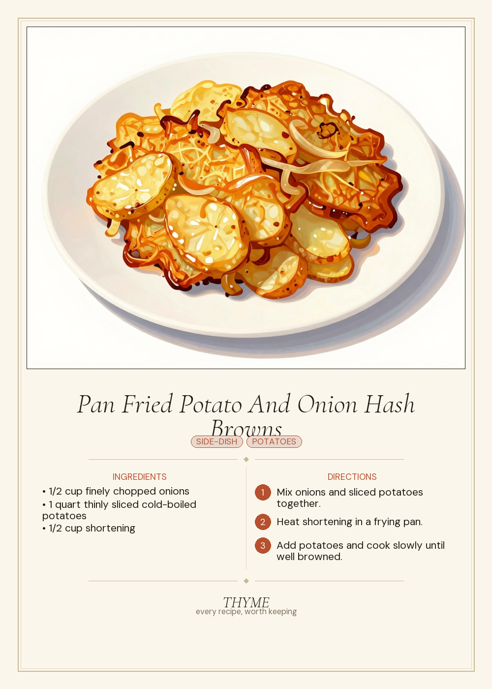 Pan Fried Potato And Onion Hash Browns
