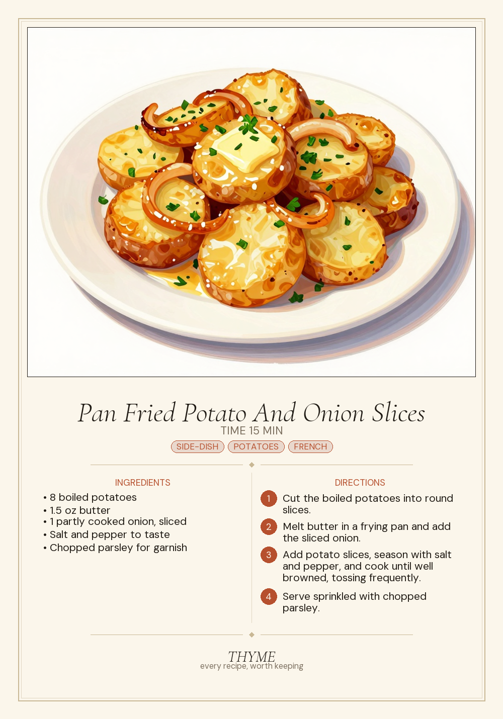 Pan Fried Potato And Onion Slices