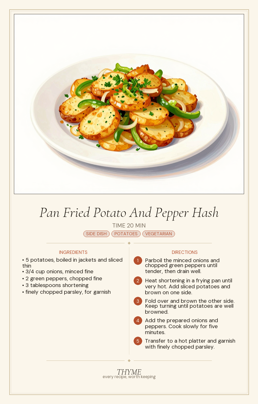 Pan Fried Potato And Pepper Hash