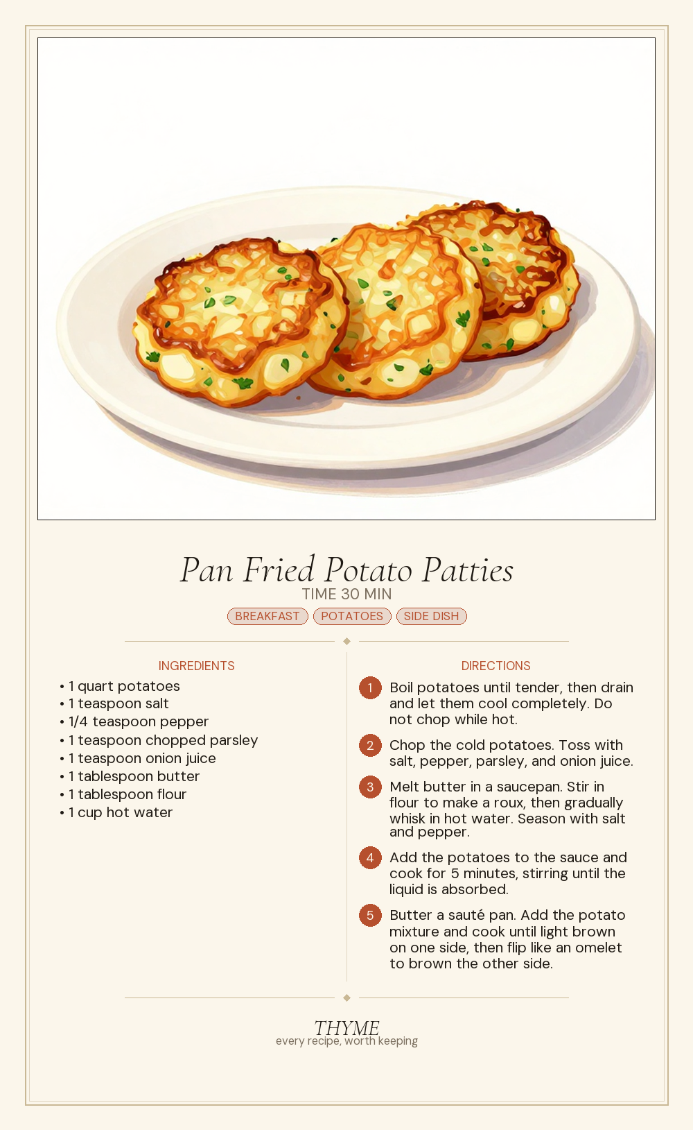 Pan Fried Potato Patties