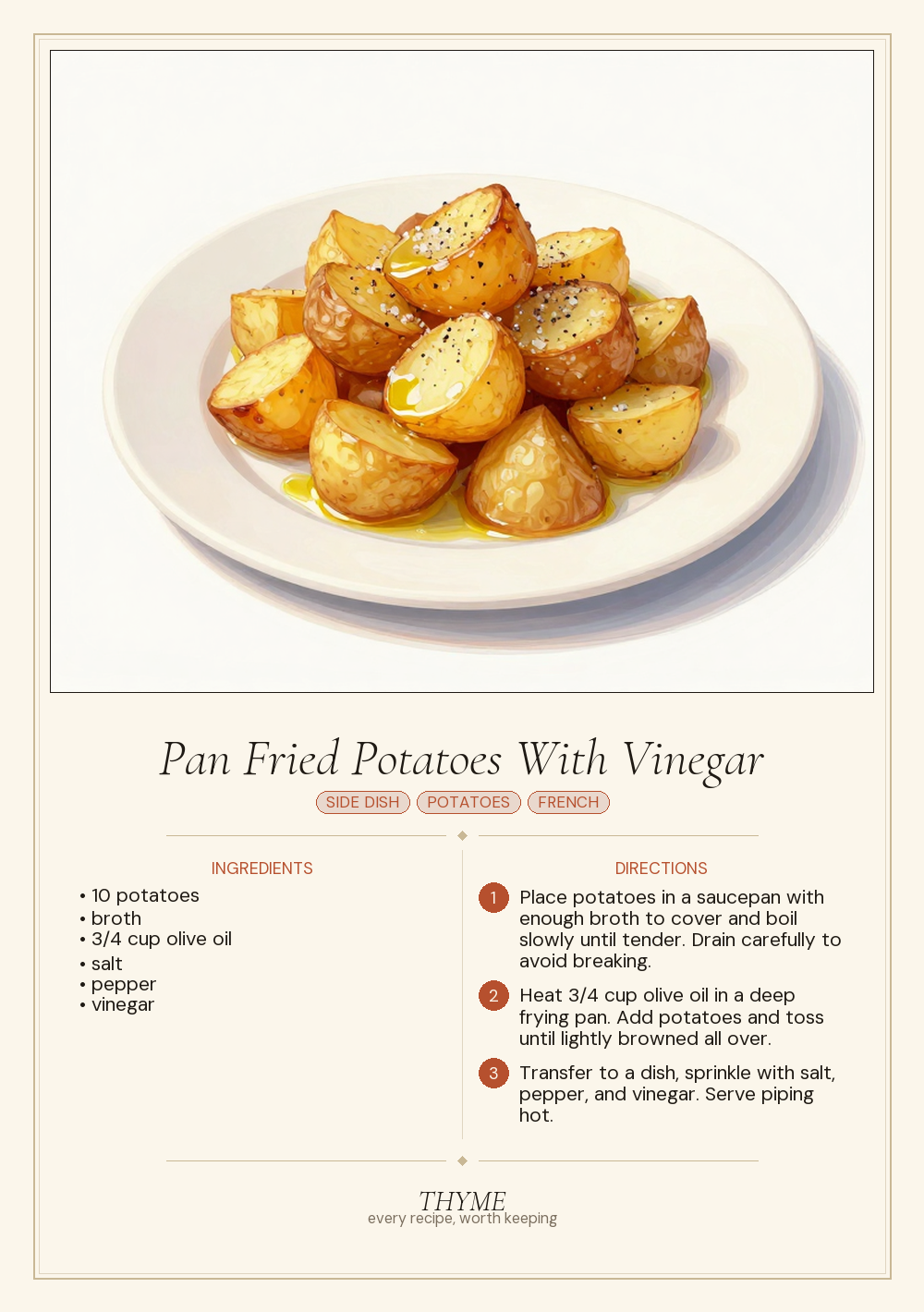 Pan Fried Potatoes With Vinegar