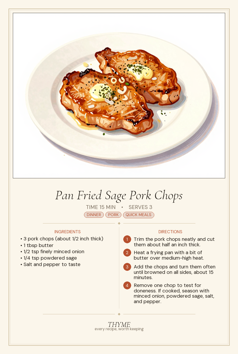Pan Fried Sage Pork Chops