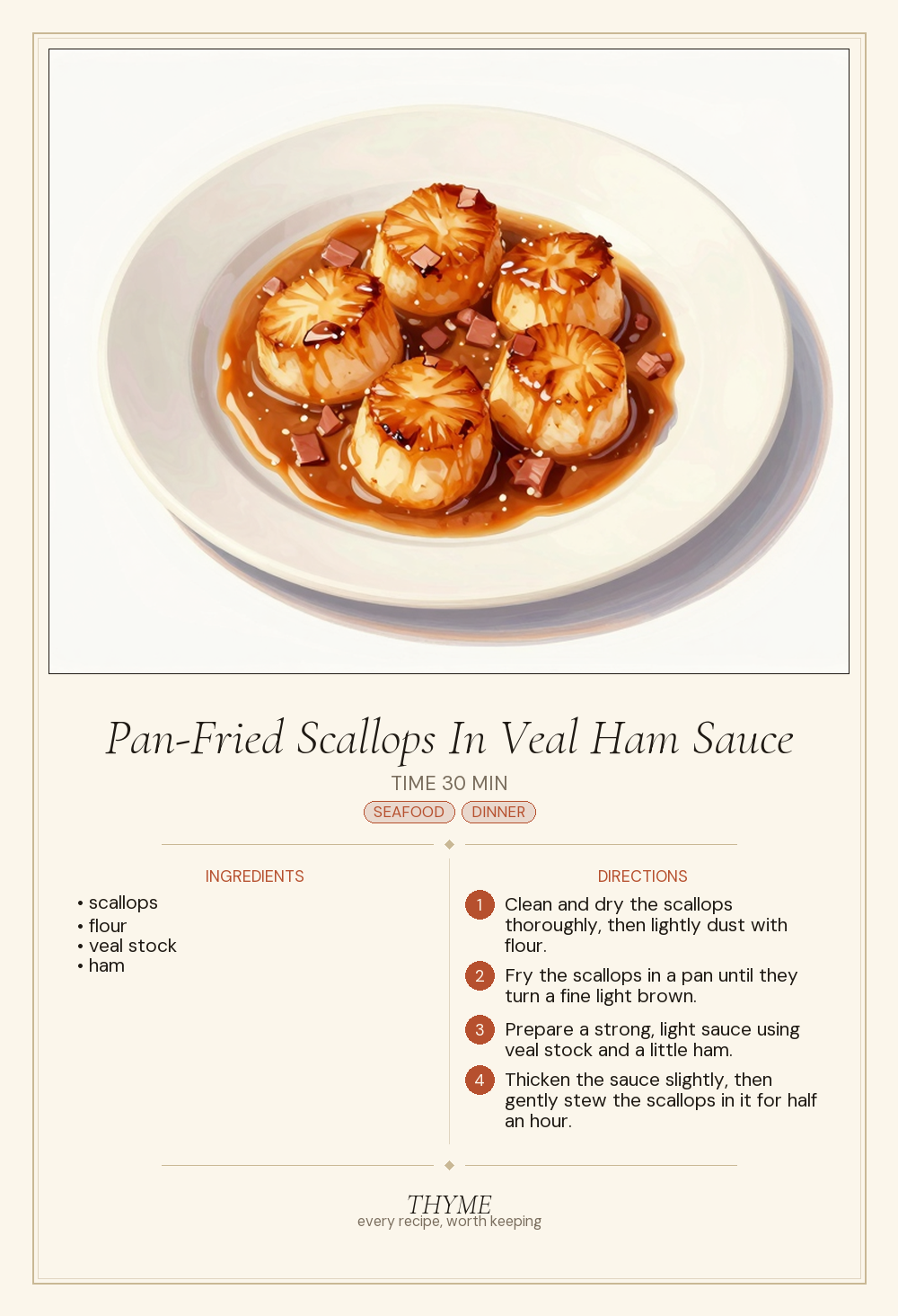 Pan-Fried Scallops In Veal Ham Sauce