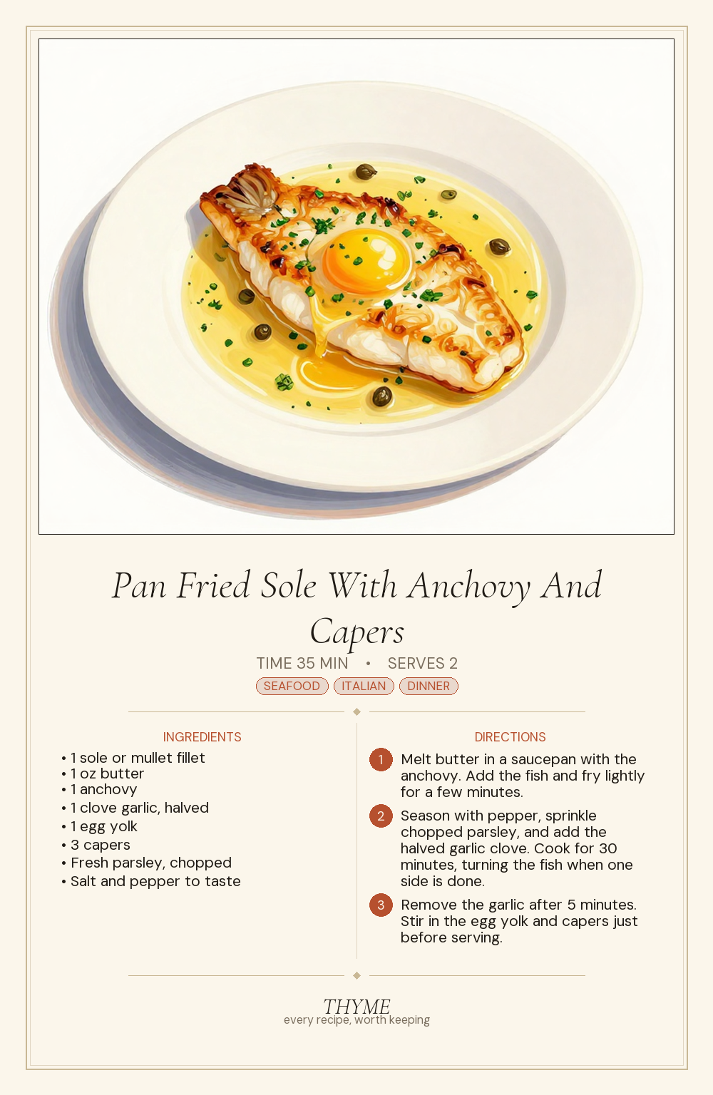 Pan Fried Sole With Anchovy And Capers