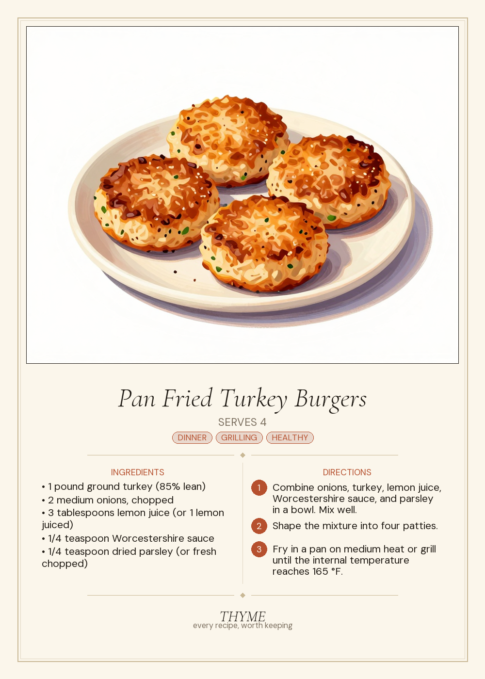 Pan Fried Turkey Burgers