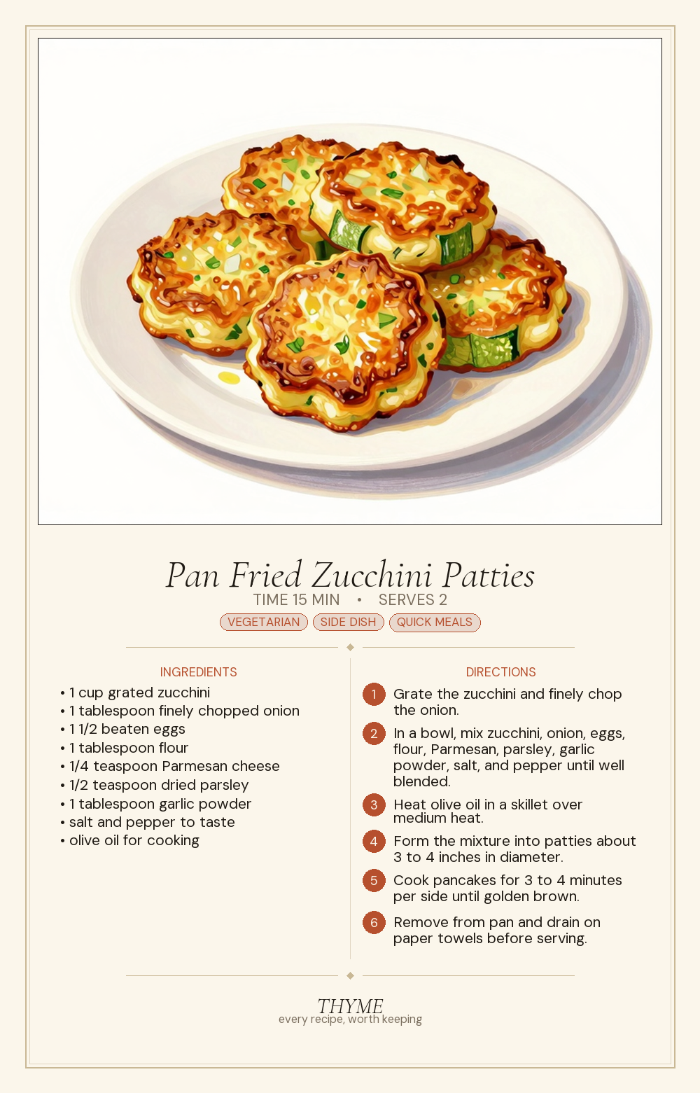 Pan Fried Zucchini Patties
