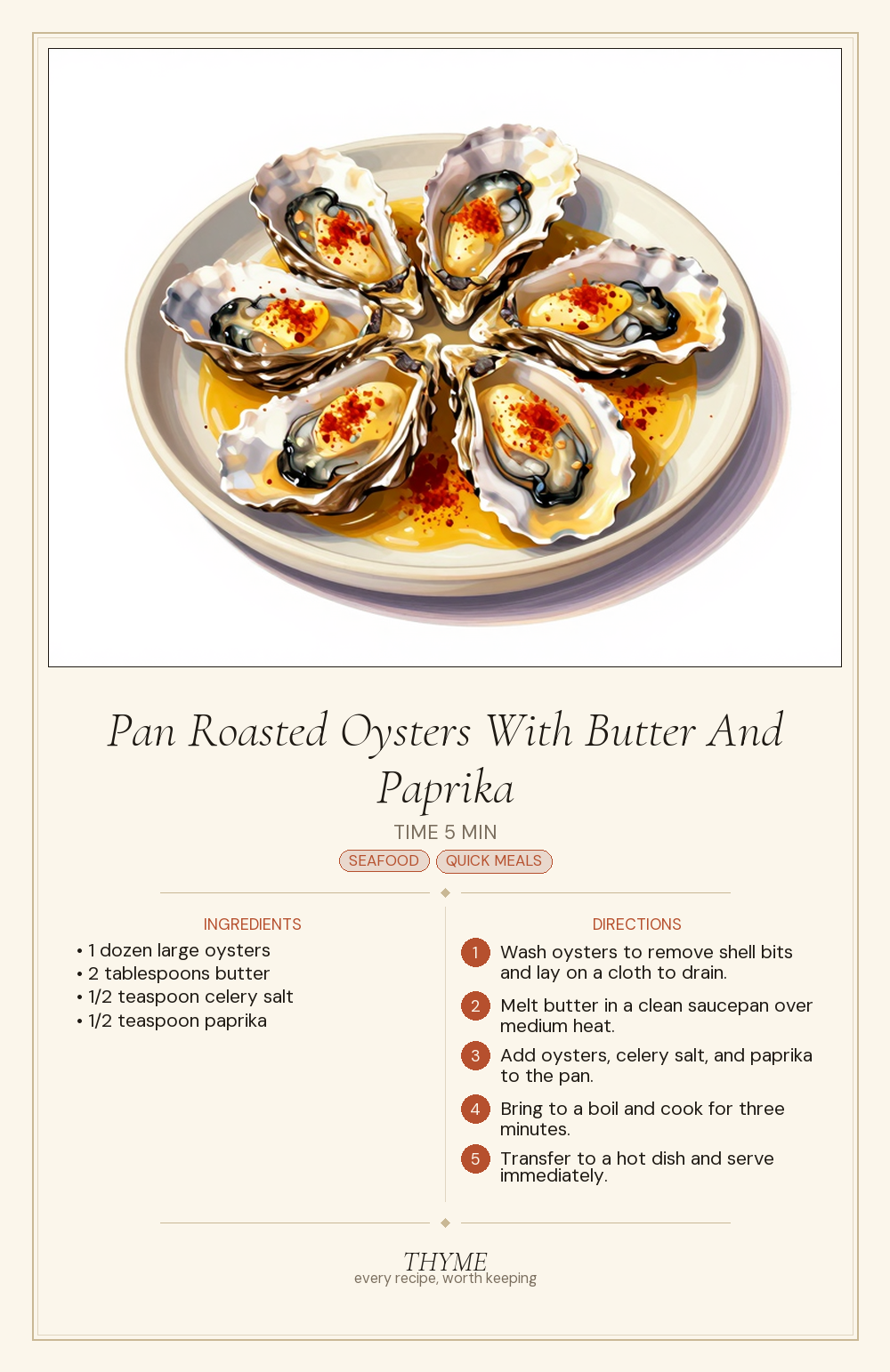 Pan Roasted Oysters With Butter And Paprika