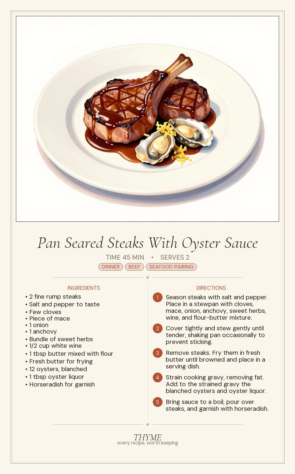 Pan Seared Steaks With Oyster Sauce
