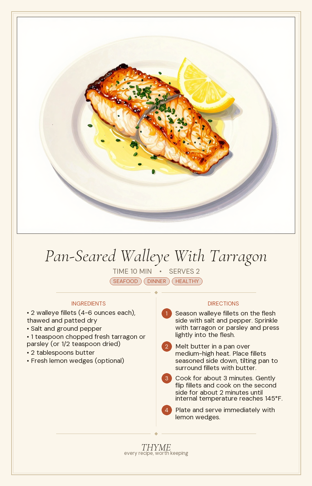 Pan-Seared Walleye With Tarragon
