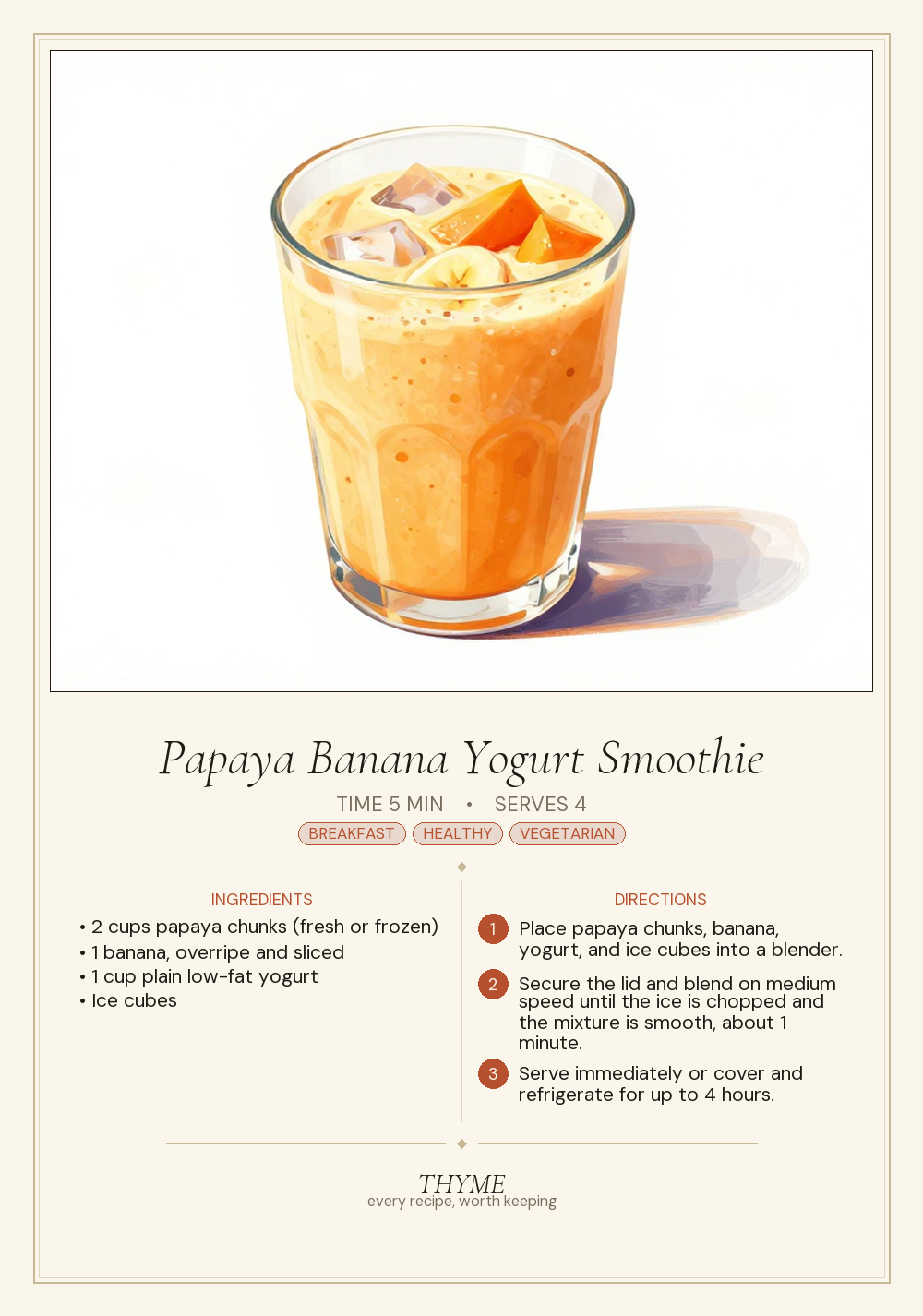 Papaya Banana Yogurt Smoothie