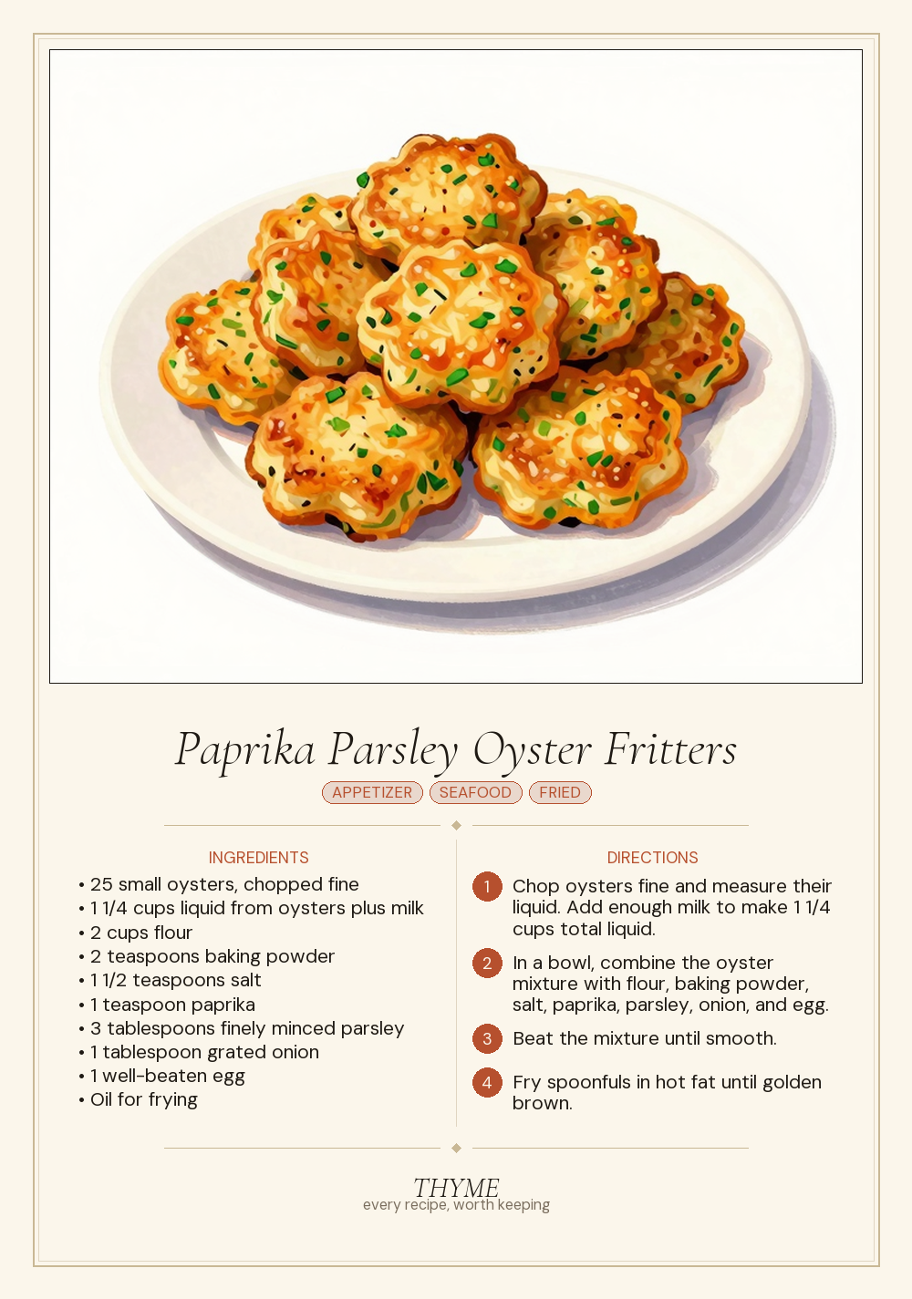 Paprika Parsley Oyster Fritters