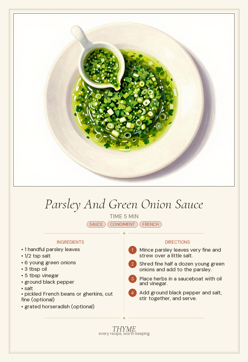 Parsley And Green Onion Sauce