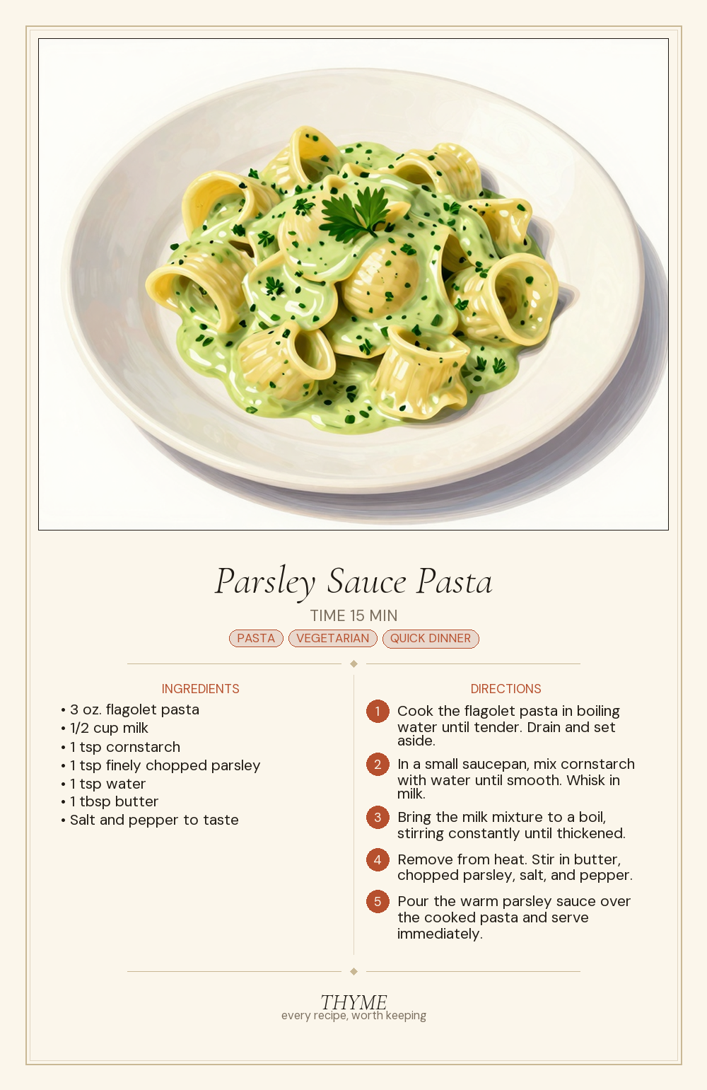 Parsley Sauce Pasta