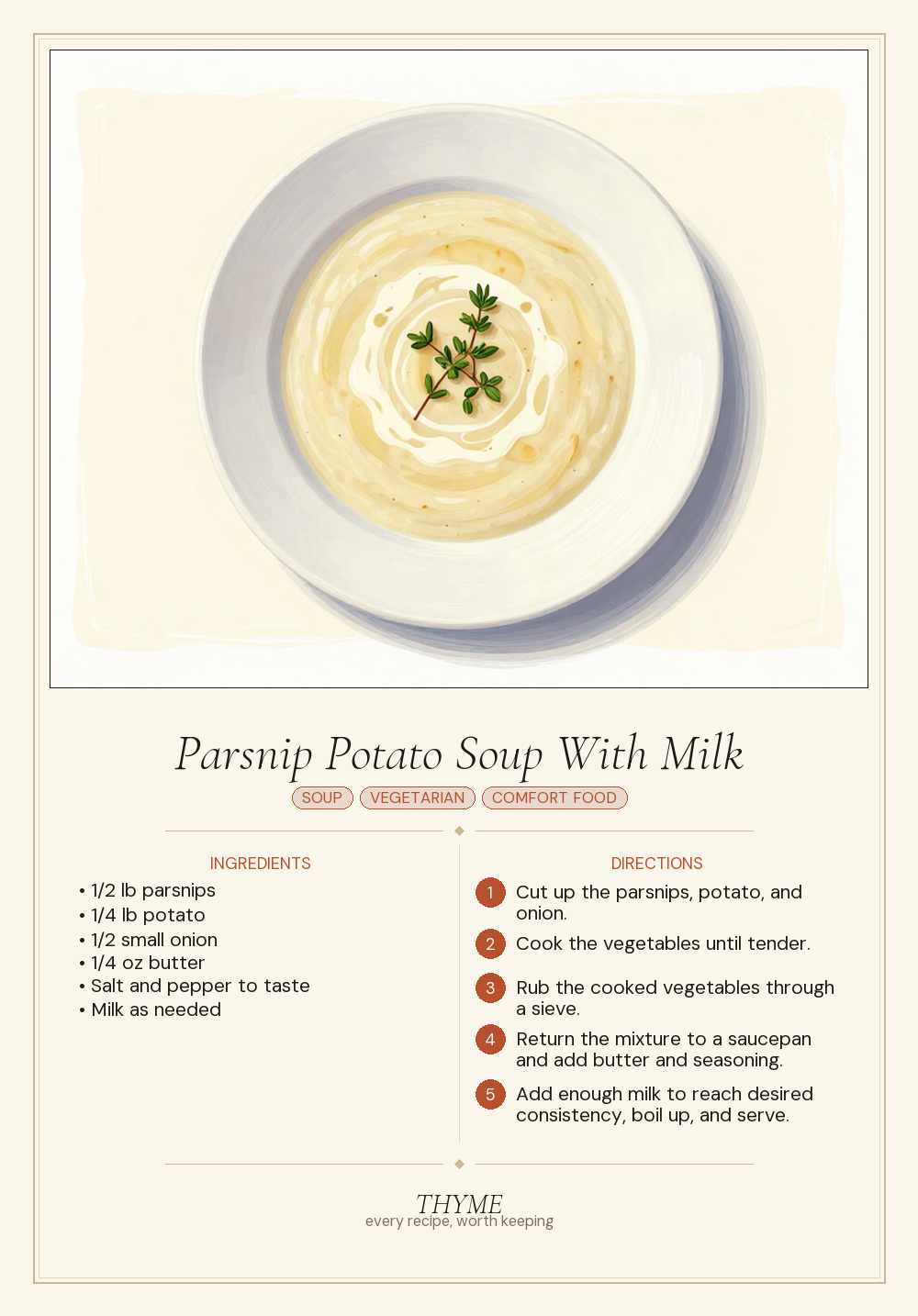 Parsnip Potato Soup With Milk