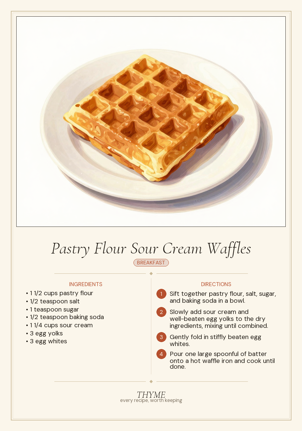 Pastry Flour Sour Cream Waffles