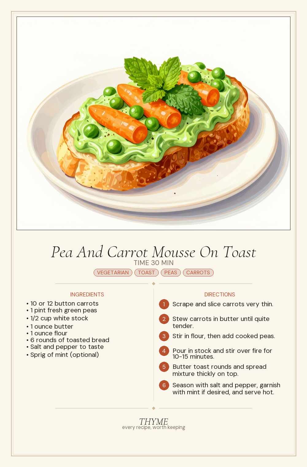 Pea And Carrot Mousse On Toast