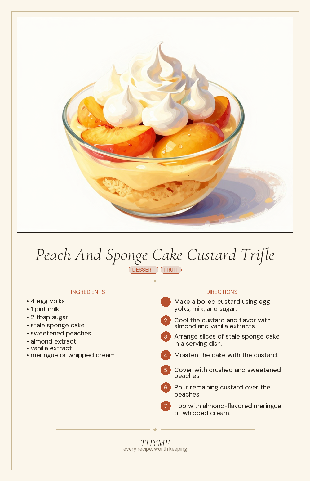 Peach And Sponge Cake Custard Trifle