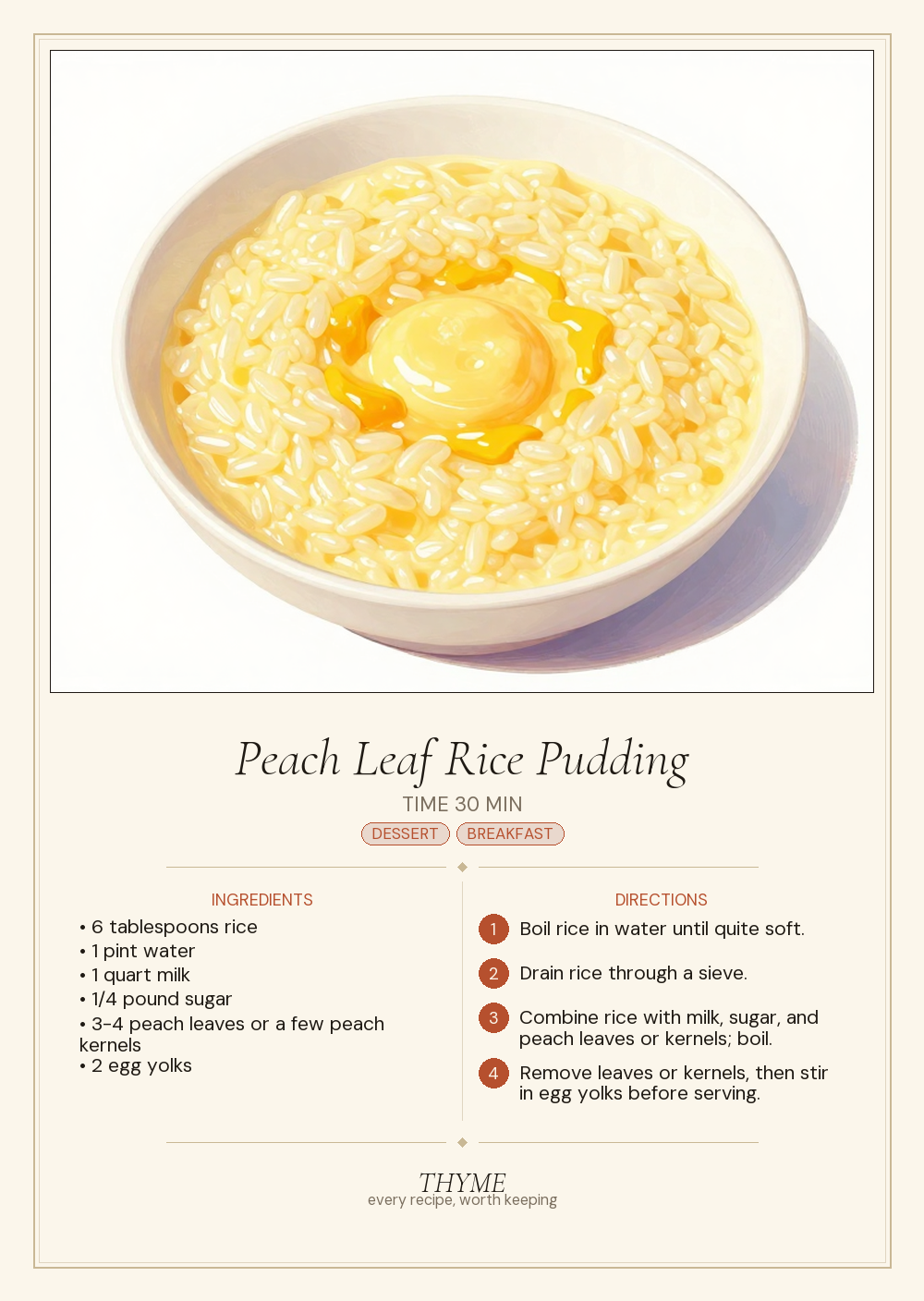 Peach Leaf Rice Pudding