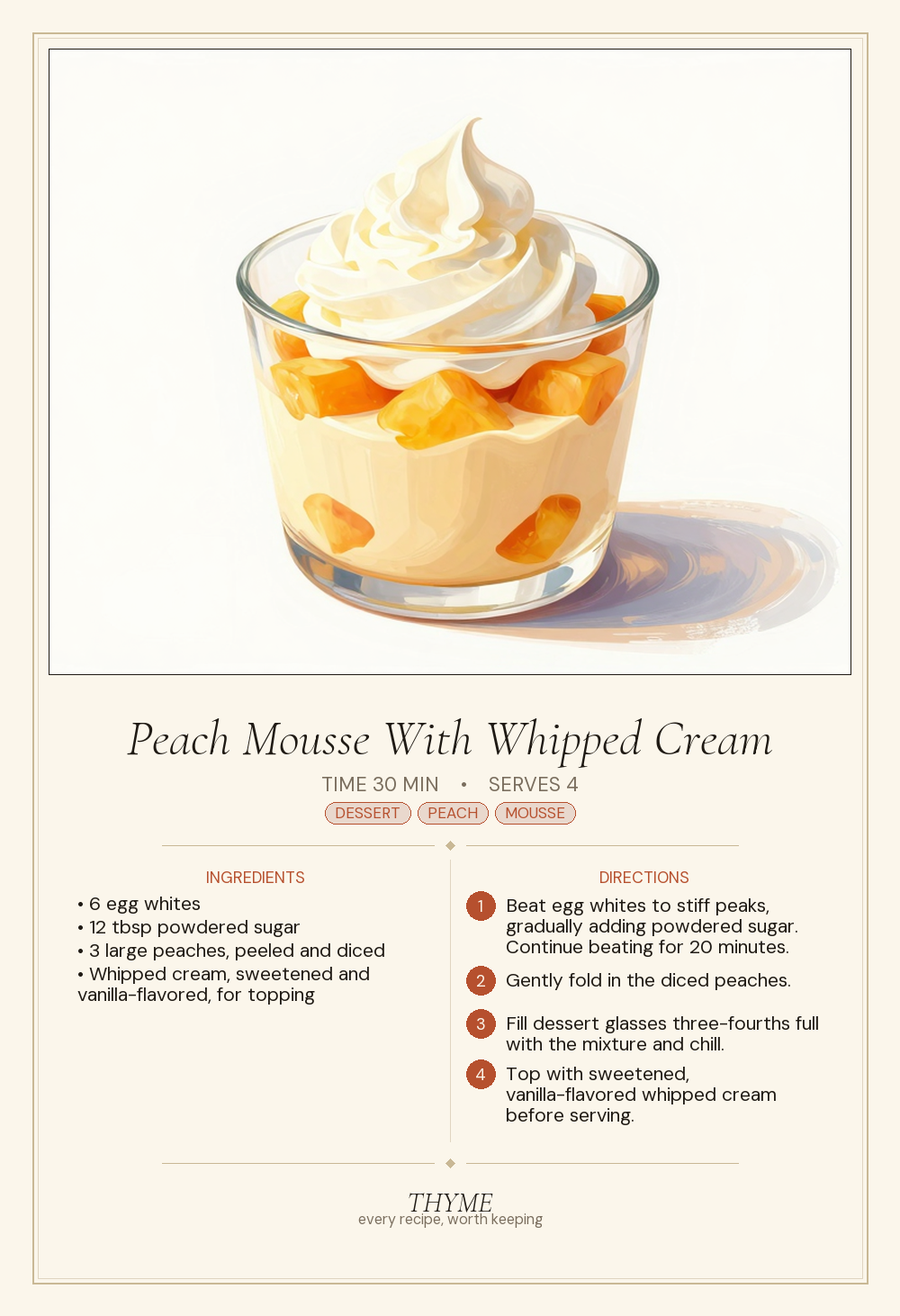Peach Mousse With Whipped Cream