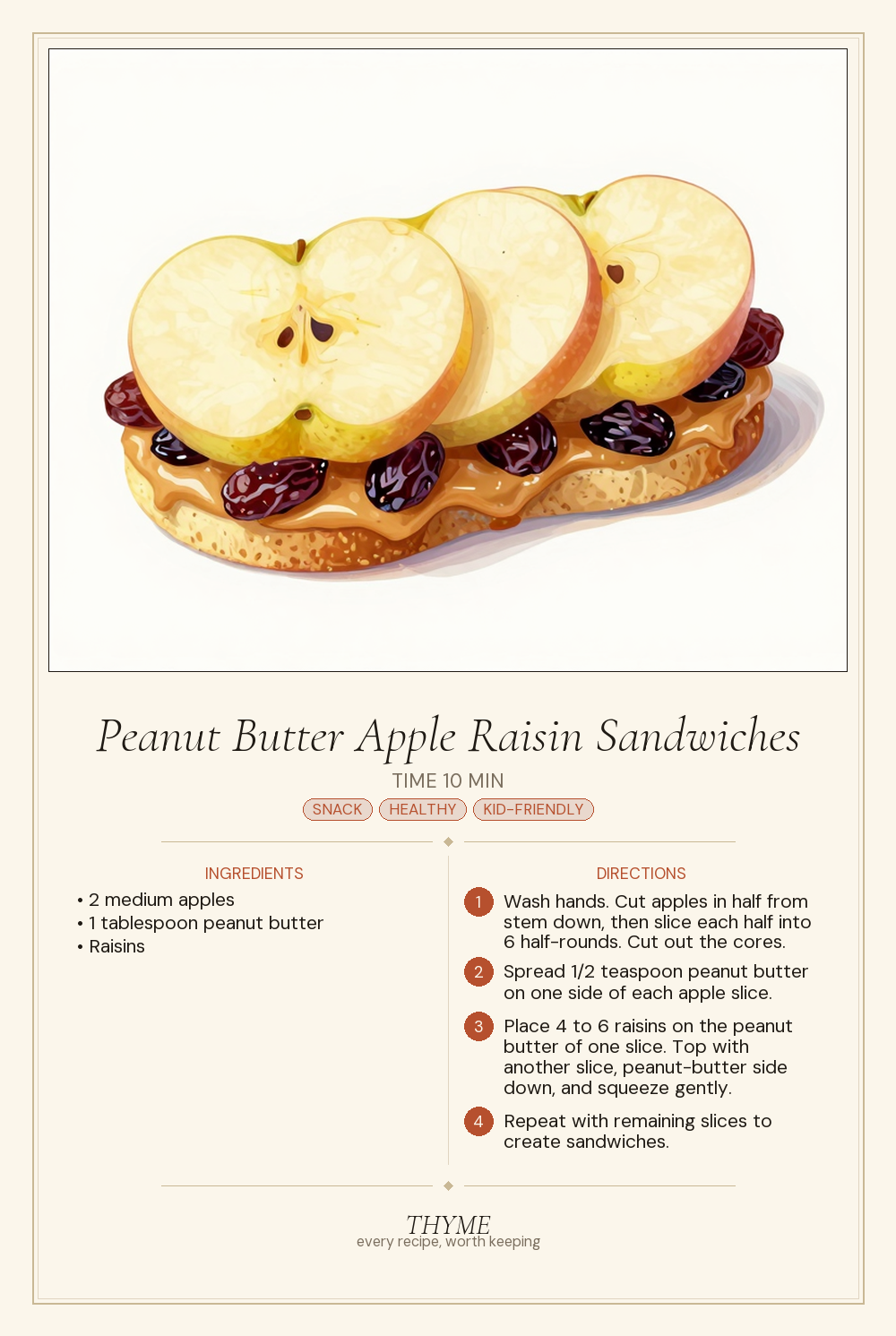Peanut Butter Apple Raisin Sandwiches