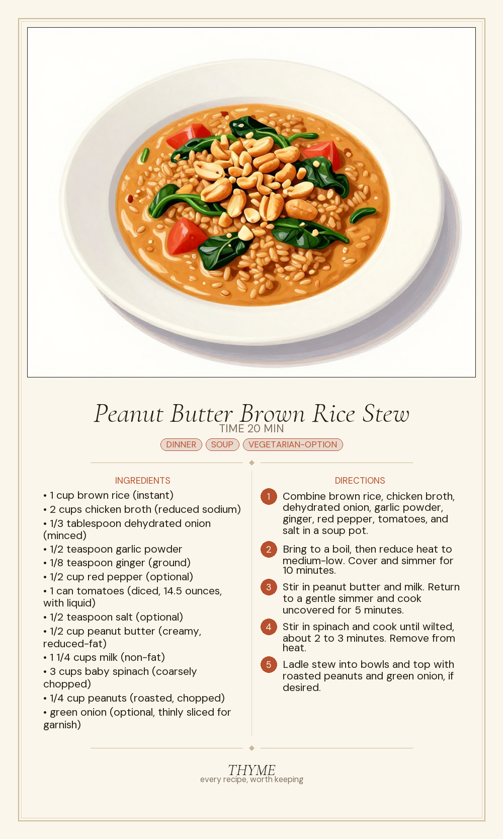 Peanut Butter Brown Rice Stew