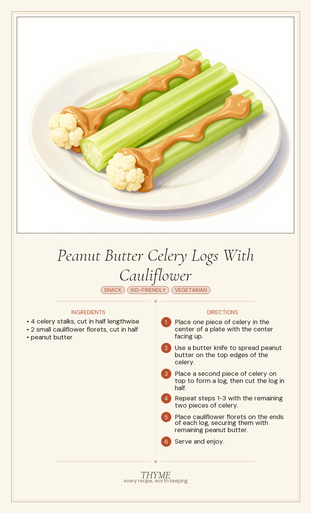 Peanut Butter Celery Logs With Cauliflower