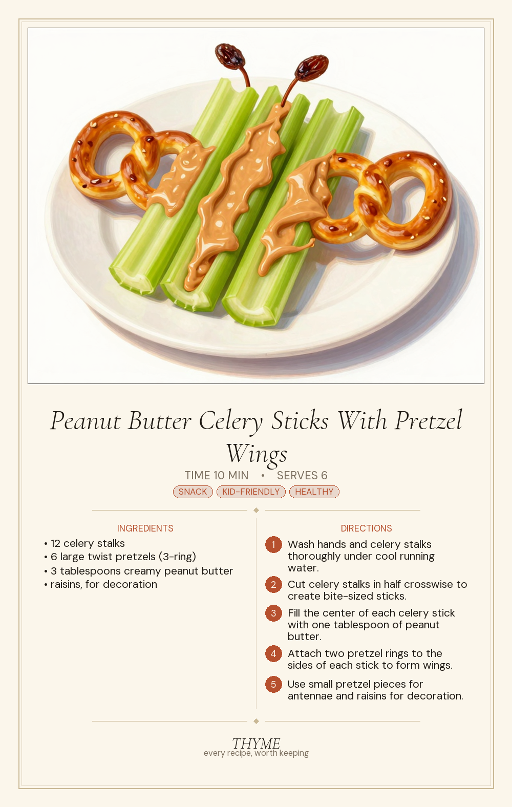 Peanut Butter Celery Sticks With Pretzel Wings
