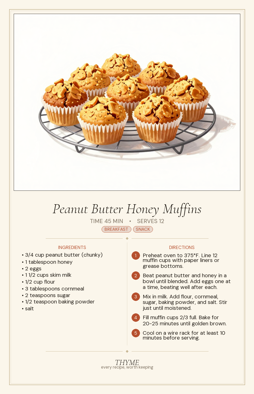 Peanut Butter Honey Muffins