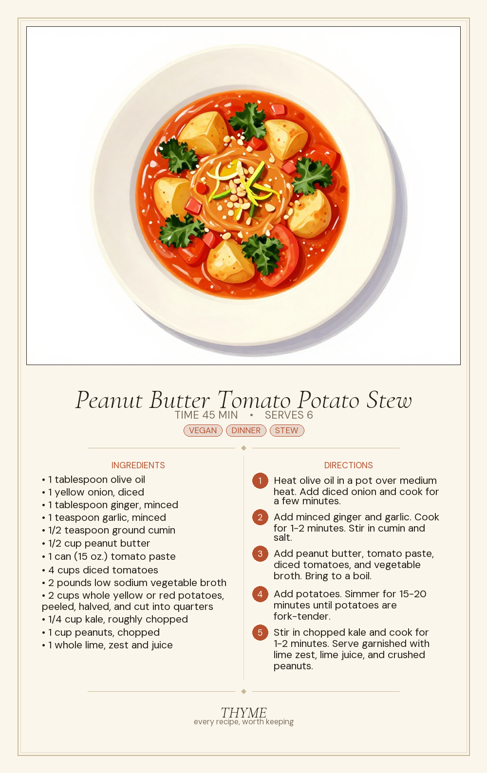 Peanut Butter Tomato Potato Stew