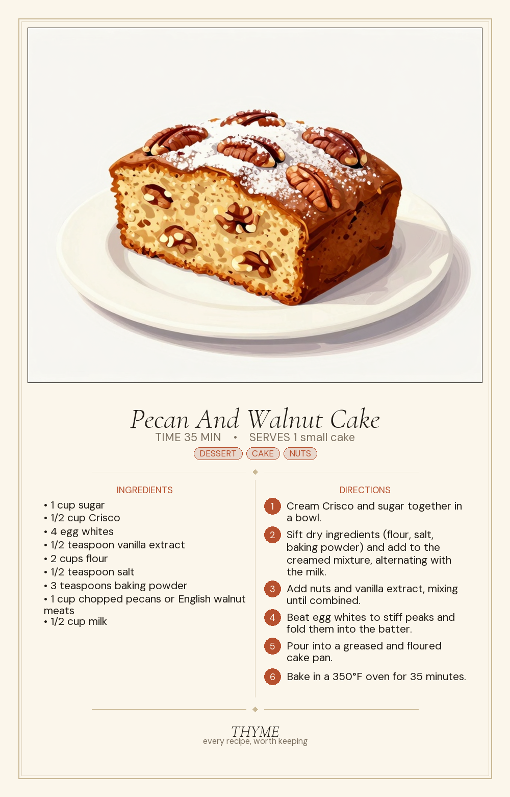 Pecan And Walnut Cake