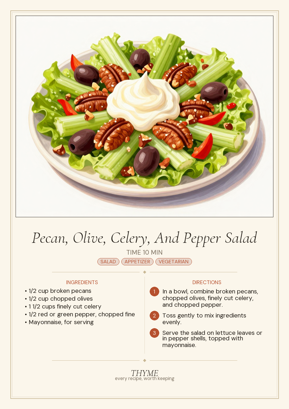Pecan, Olive, Celery, And Pepper Salad