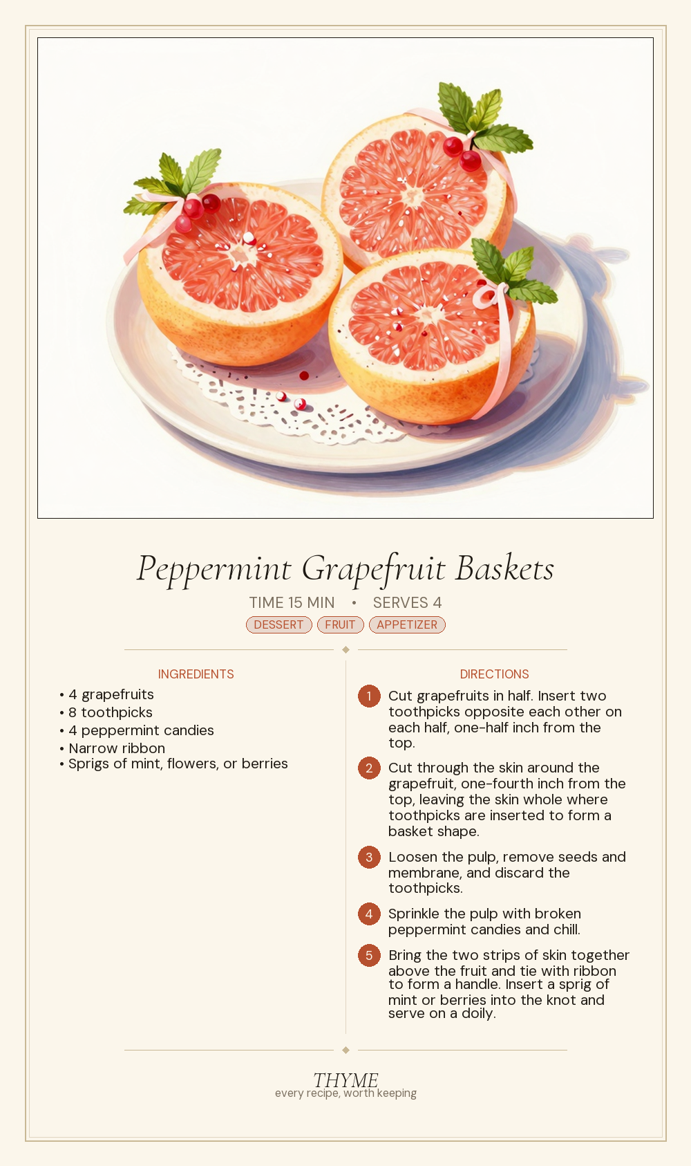 Peppermint Grapefruit Baskets